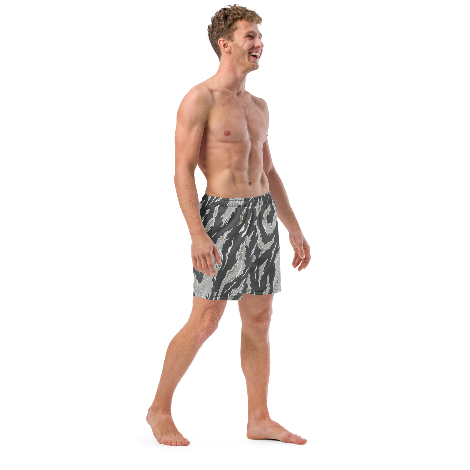 Drab Tiger Stripe Camo Men's Swim Trunks