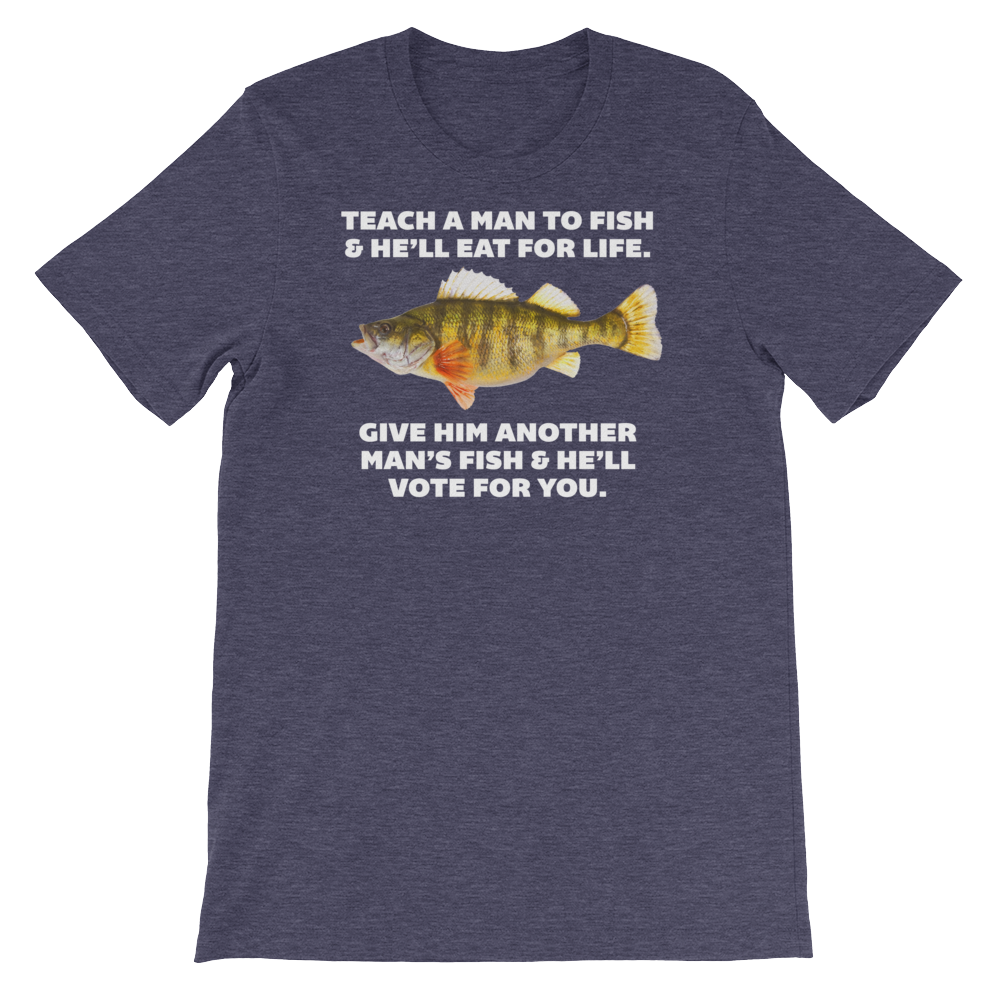 Teach A Man To Fish Heather Blue T-shirt