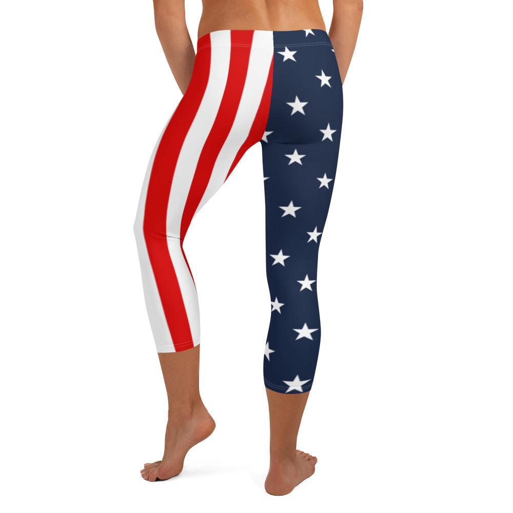 American Flag Capri Leggings