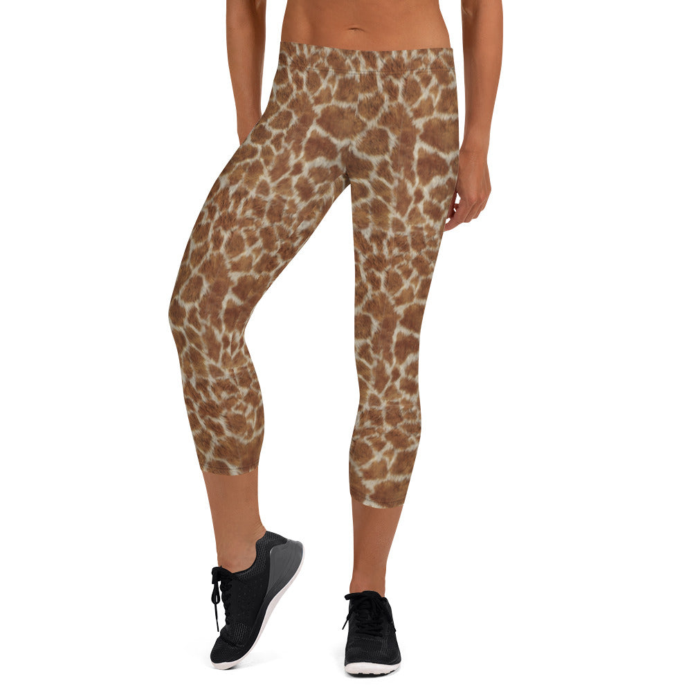 Giraffe Print Capri Leggings