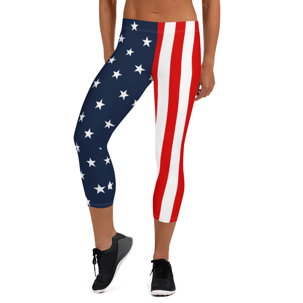 American Flag Capri Leggings