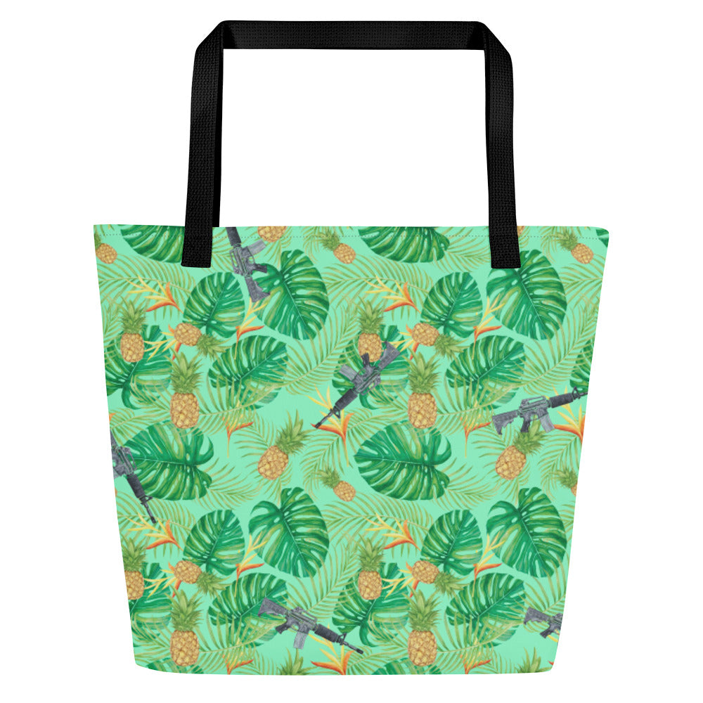 Pineapples and Carbines Hawaiian Large Beach Bag