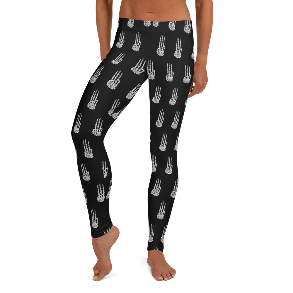 May the Odds Be Ever In Your Favor Three Finger Skeleton Salute Leggings