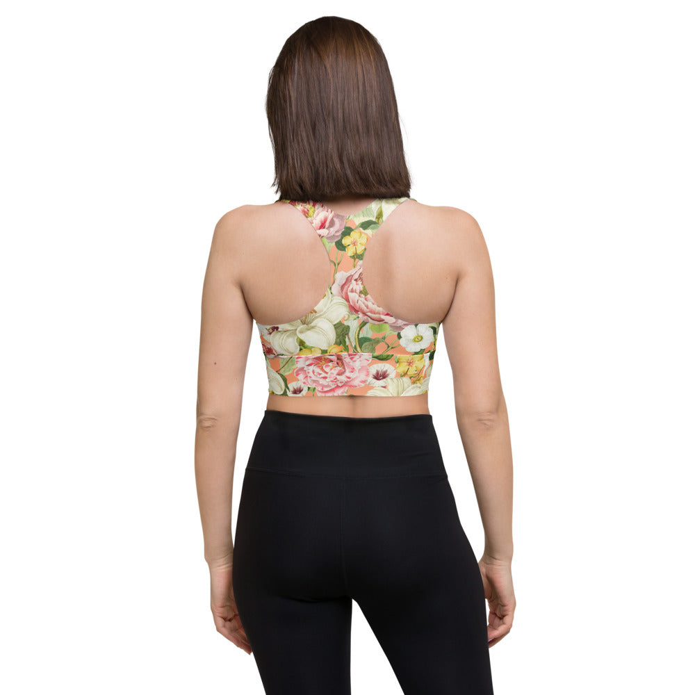 Pink Mandy Floral Longline Sports Bra
