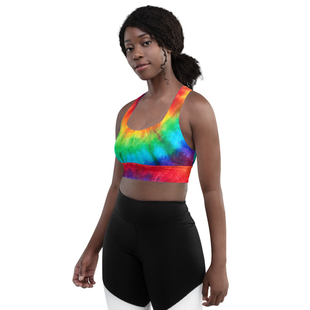 Tie Die Rainbow Longline sports bra