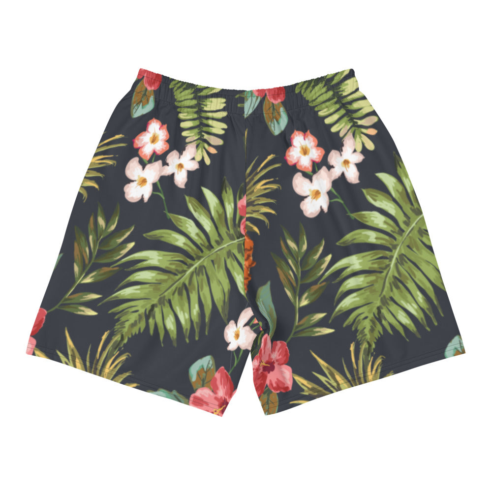 Hawaiian Print Men's Athletic Long Shorts
