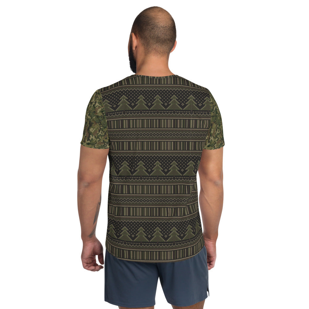 Faux Military Christmas Camo Sweater Men's Athletic T-shirt