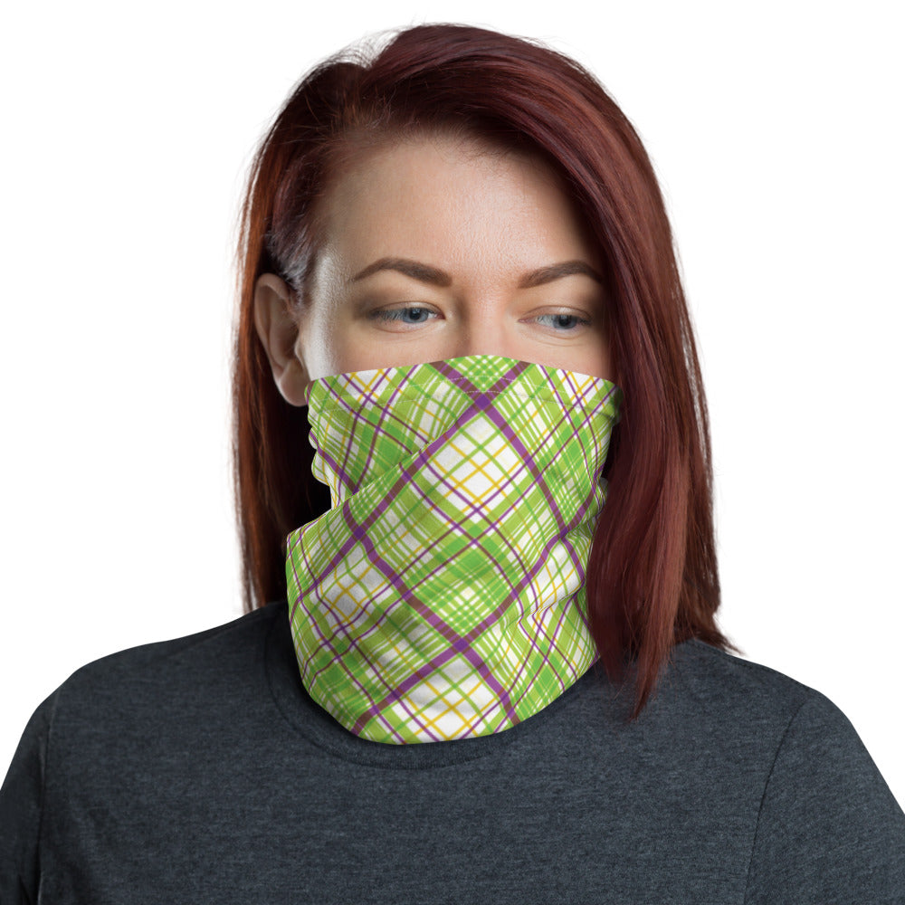 Green Plaid Neck Gaiter