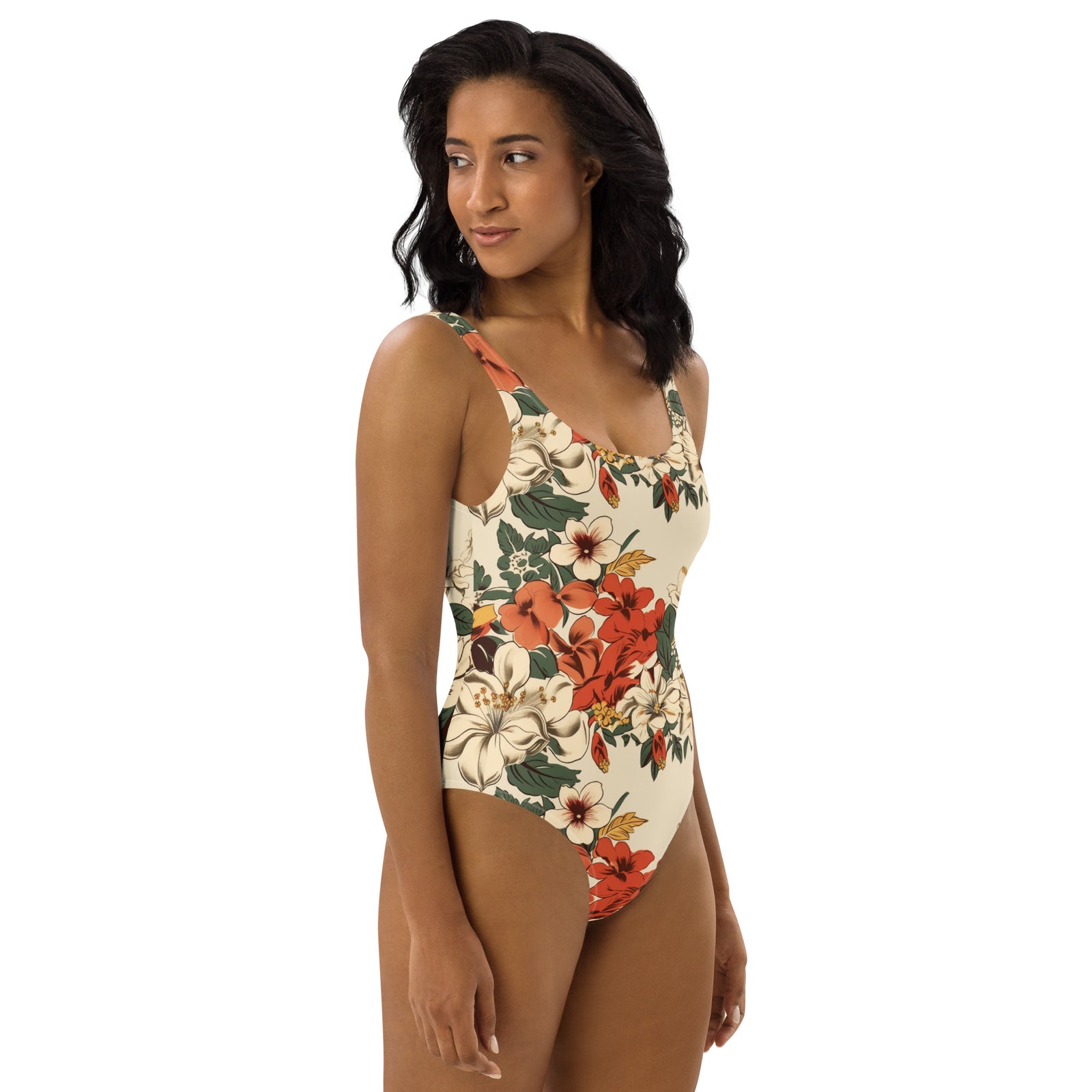 Beachy Bottoms Hawaiian Print One-Piece Swimsuit