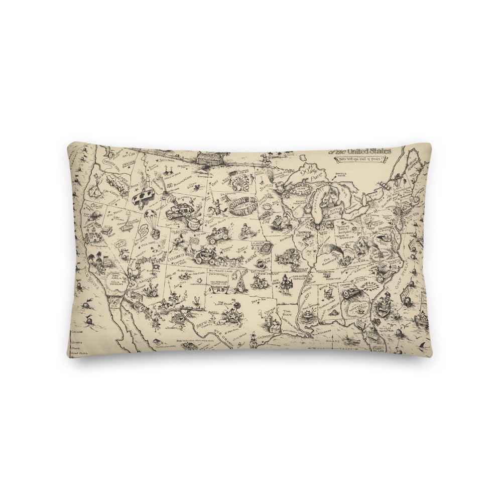 Bootlegger's Map of the United States 1928 Pillow
