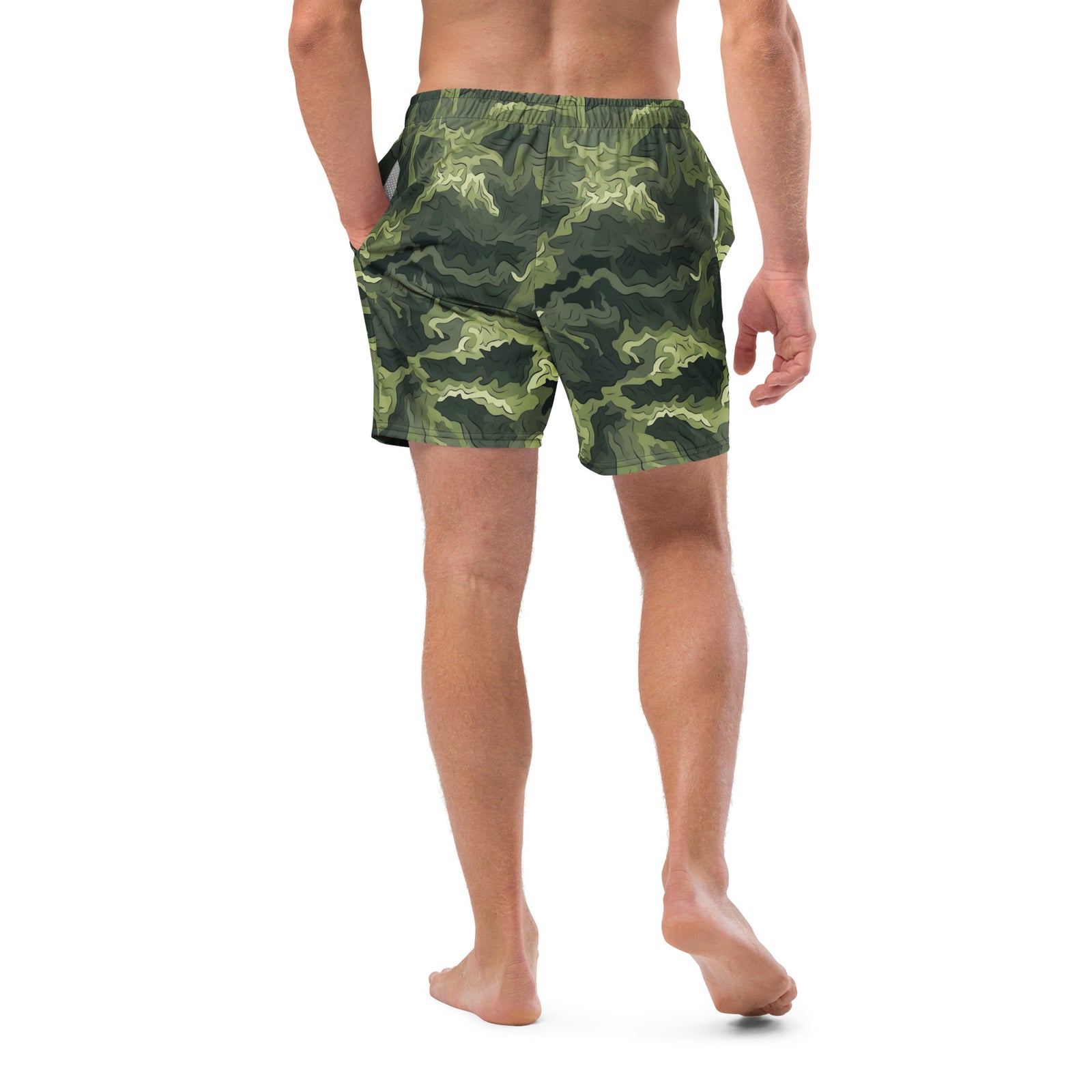 Mossy Grounds Organic Woodland Camouflage Pattern Men's Swim Trunks