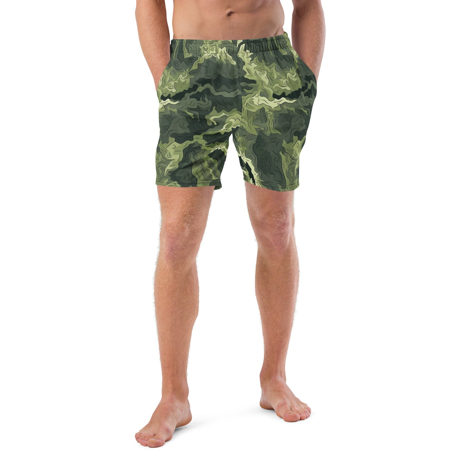 Mossy Grounds Organic Woodland Camouflage Pattern Men's Swim Trunks
