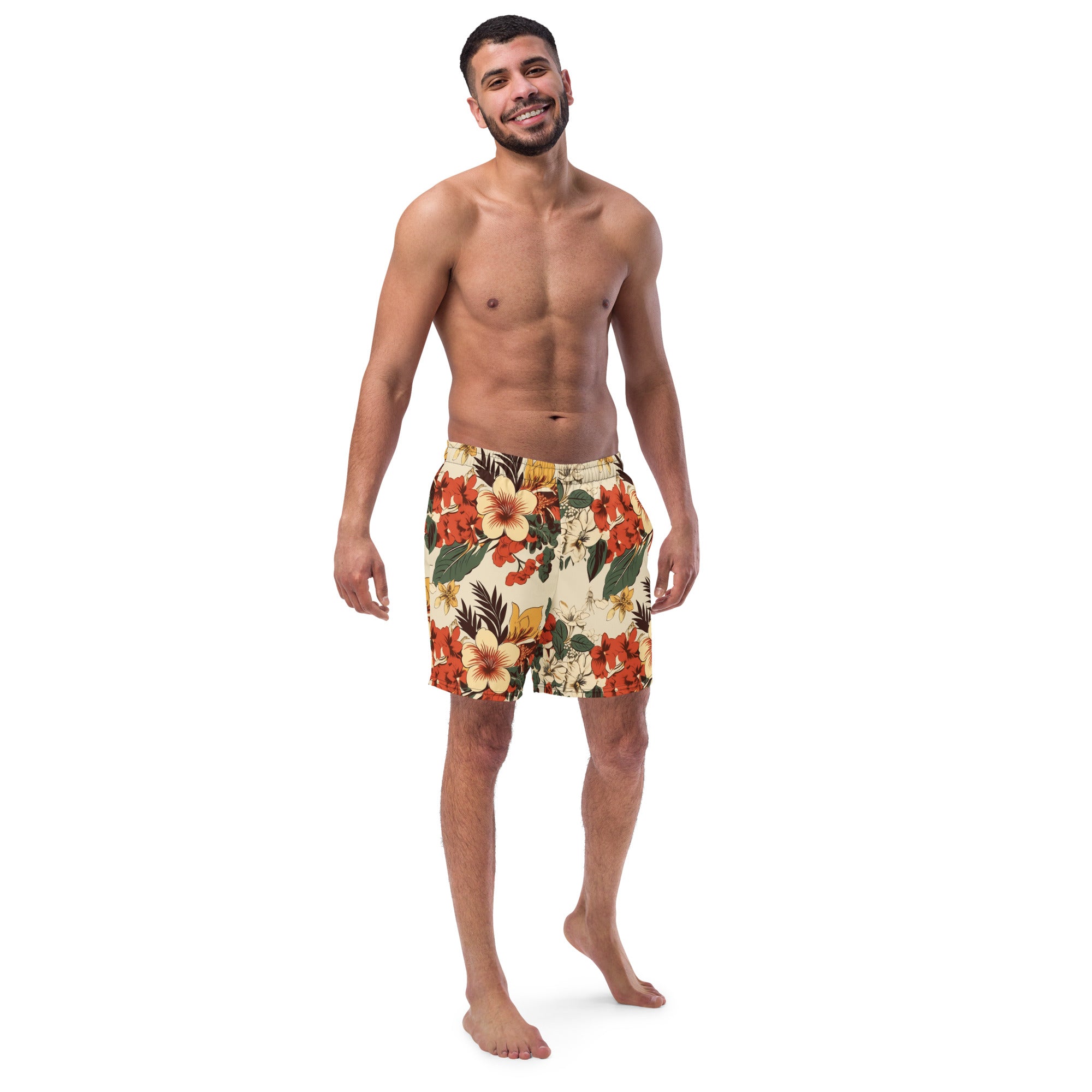 Beachy Bottoms Hawaiian Print Men's Swim Trunks