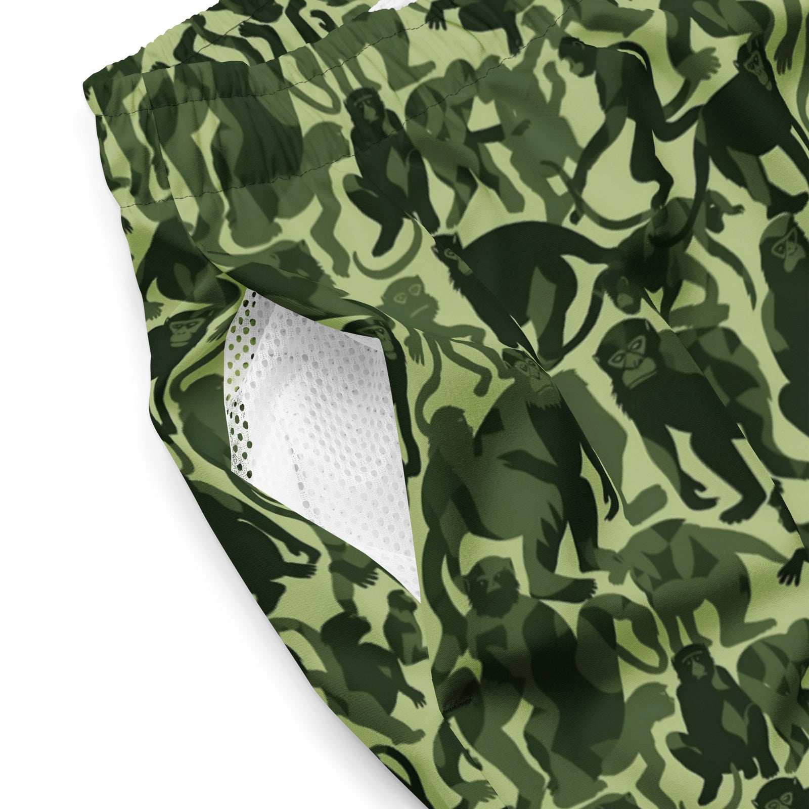 Monkey Business Primate Camo Pattern Men's Swim Trunks