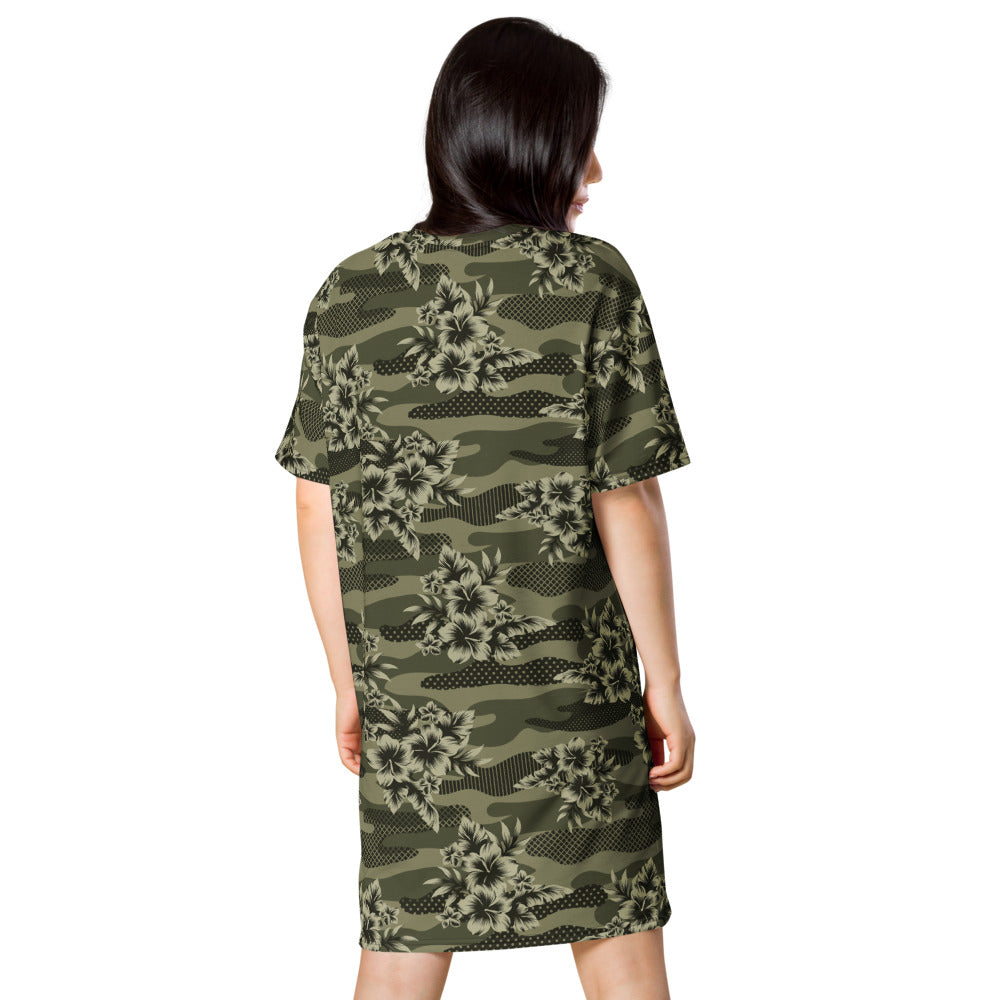 Aloha Camo Hawaiian Print Camouflage T-shirt dress