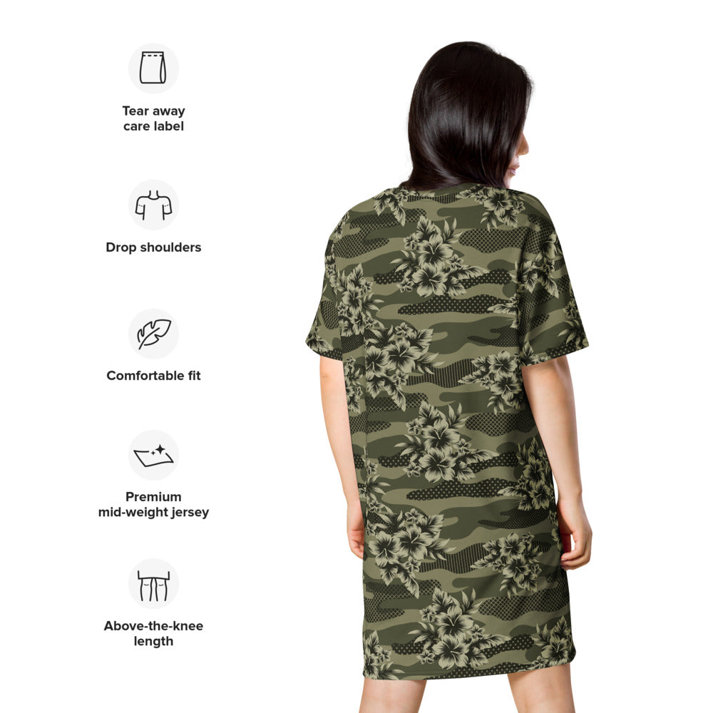 Aloha Camo Hawaiian Print Camouflage T-shirt dress