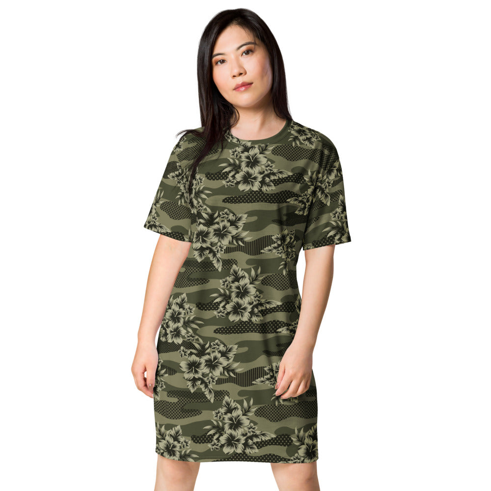 Aloha Camo Hawaiian Print Camouflage T-shirt dress