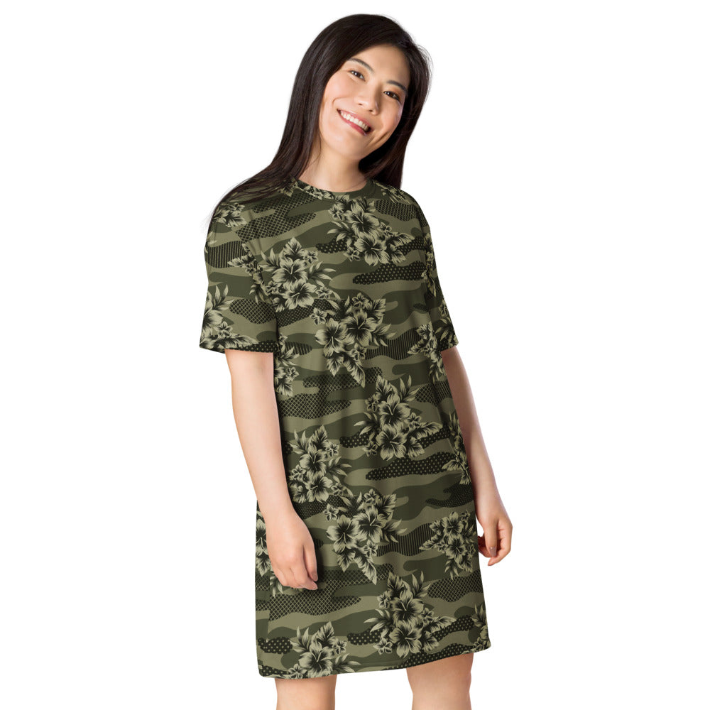 Aloha Camo Hawaiian Print Camouflage T-shirt dress