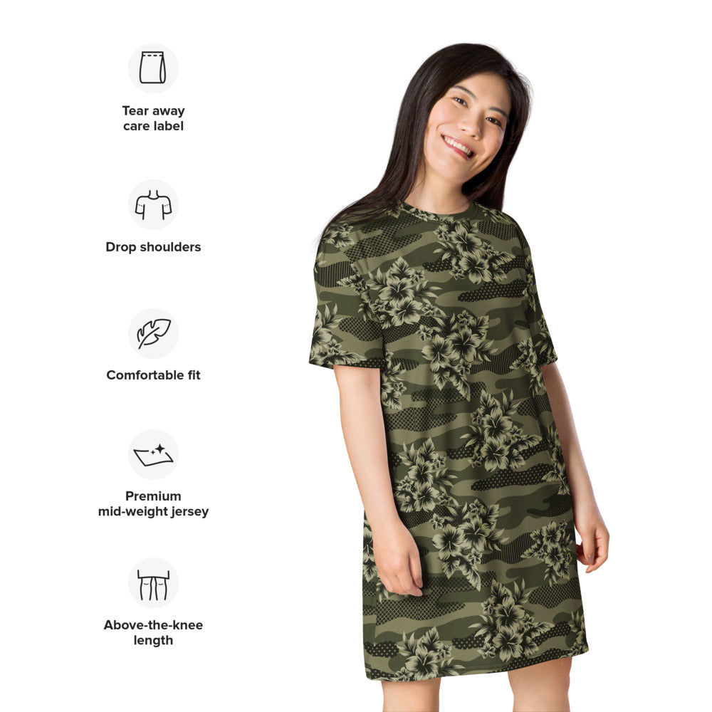 Aloha Camo Hawaiian Print Camouflage T-shirt dress
