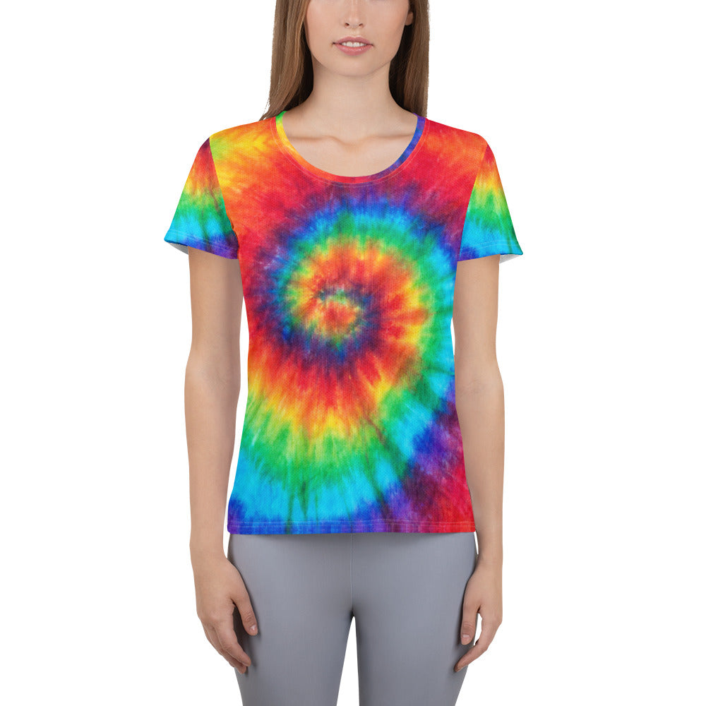 Rainbow Tie-Dye Women's Athletic T-shirt