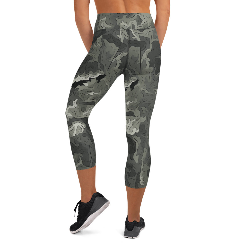 Greyzone Organic Woodland Pattern Yoga Capri Leggings
