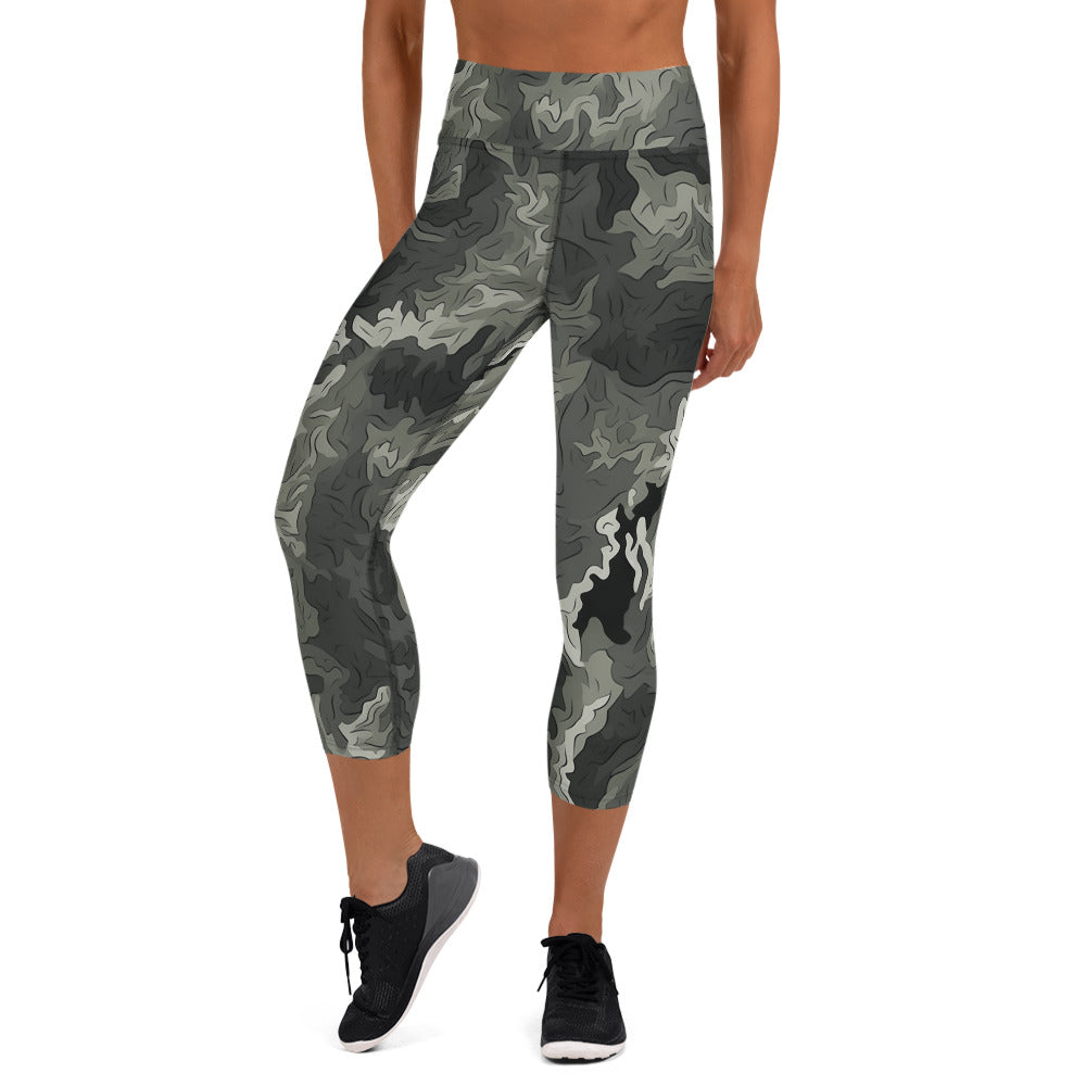 Greyzone Organic Woodland Pattern Yoga Capri Leggings