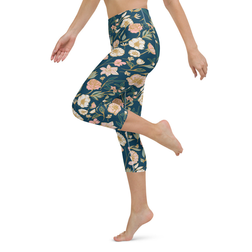 Calm Garden Yoga Capri Leggings