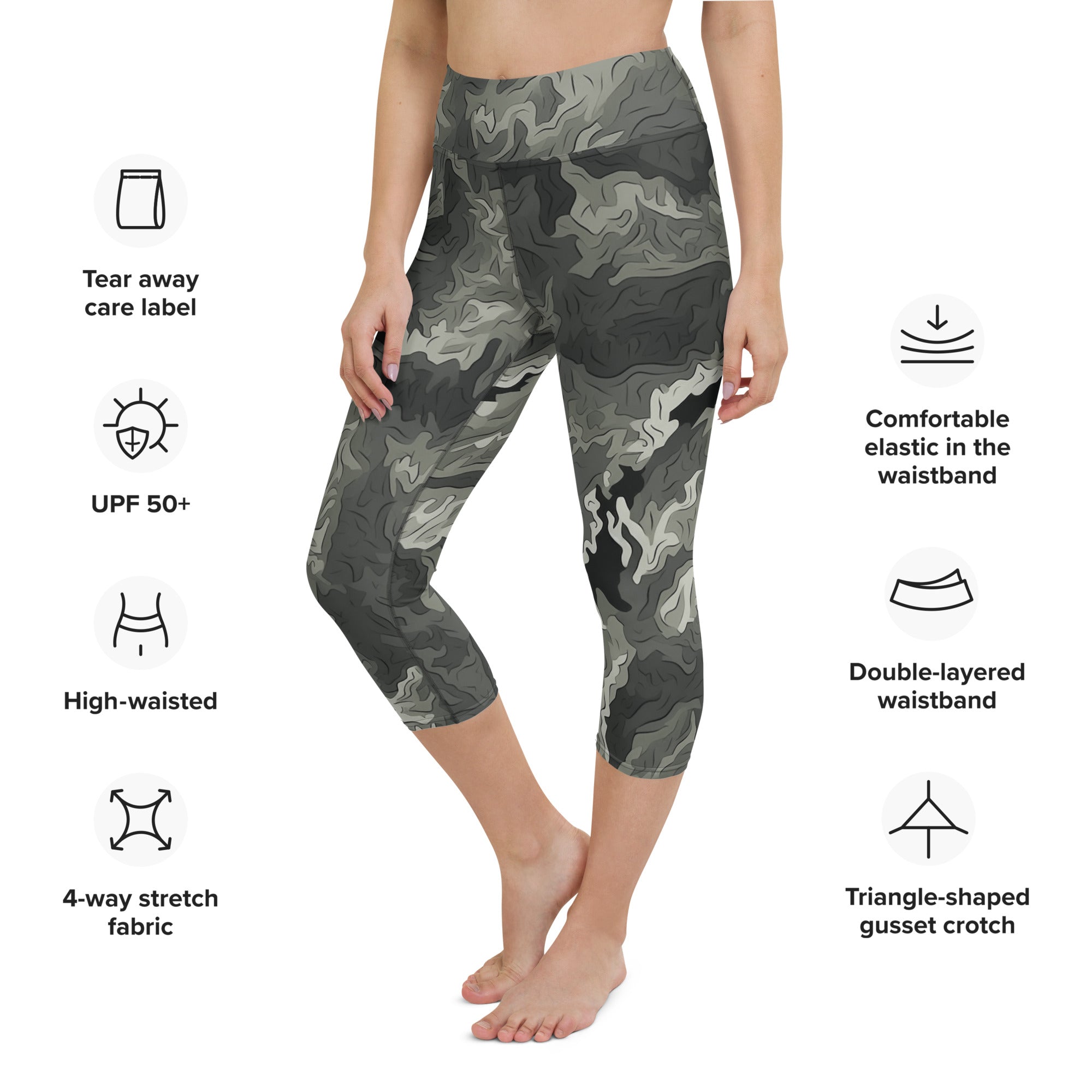 Greyzone Organic Woodland Pattern Yoga Capri Leggings