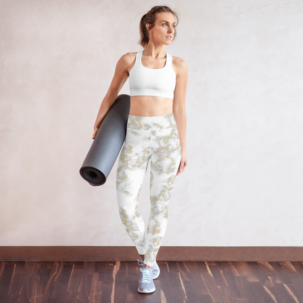 Gold Marble Yoga Leggings
