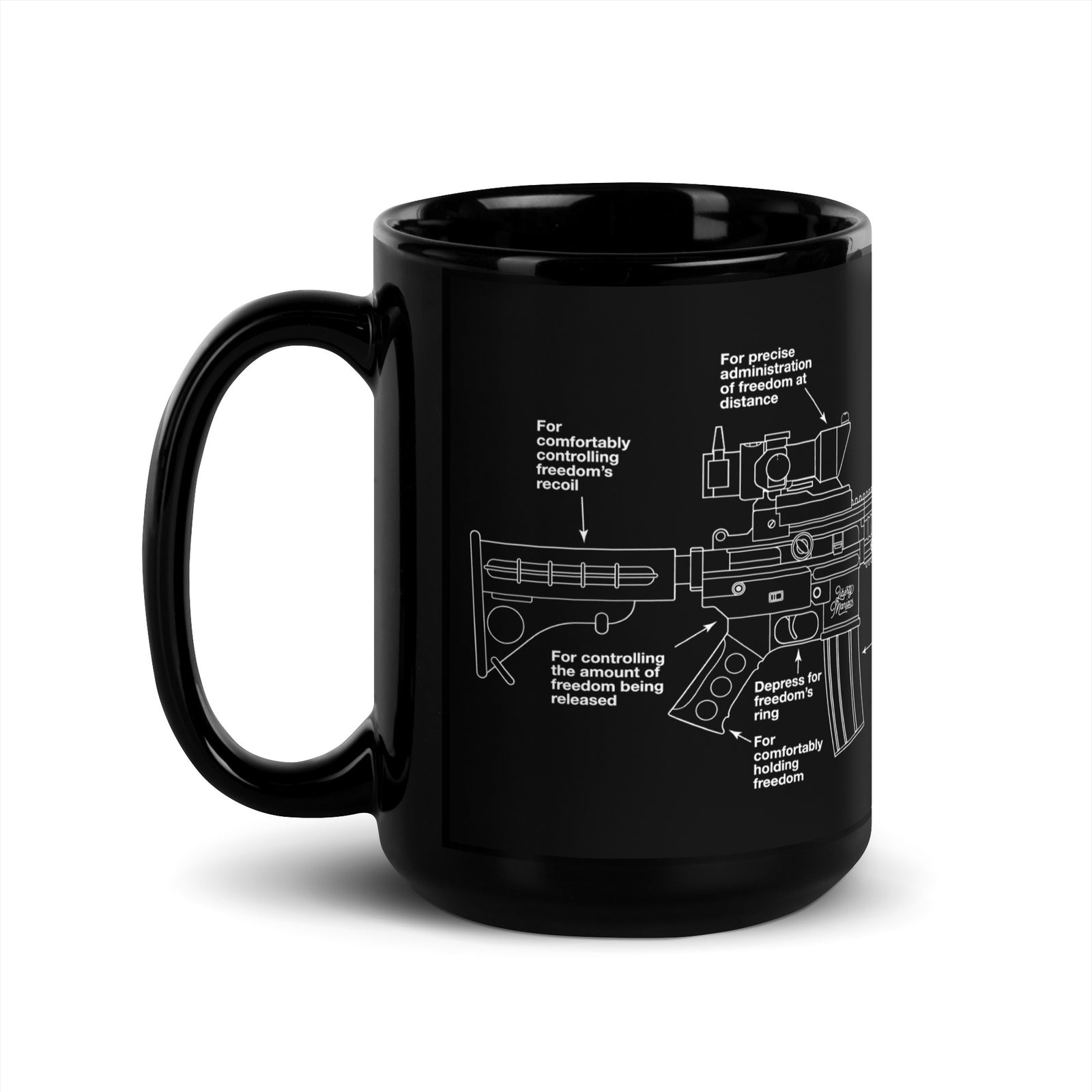 Components of Freedom Carbine Schematic Black Coffee Mug