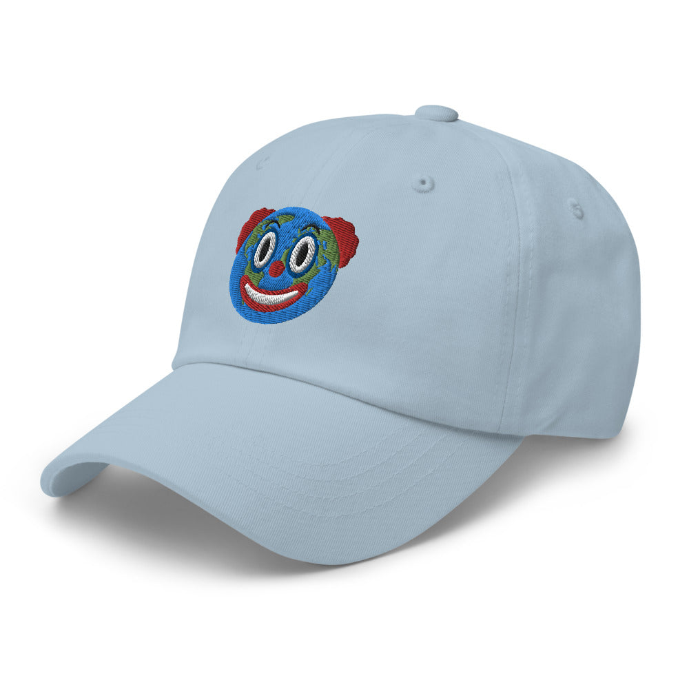Light blue Clown World embroidered hat by Liberty Maniacs.