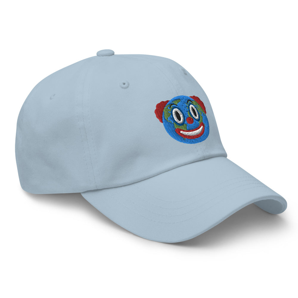 Light blue Clown World embroidered hat by Liberty Maniacs.