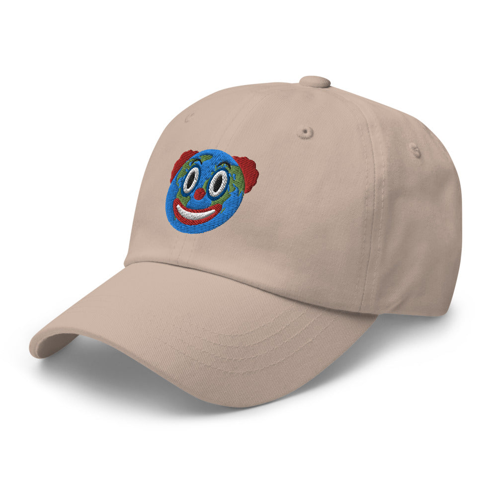 Khaki Clown World embroidered hat by Liberty Maniacs.