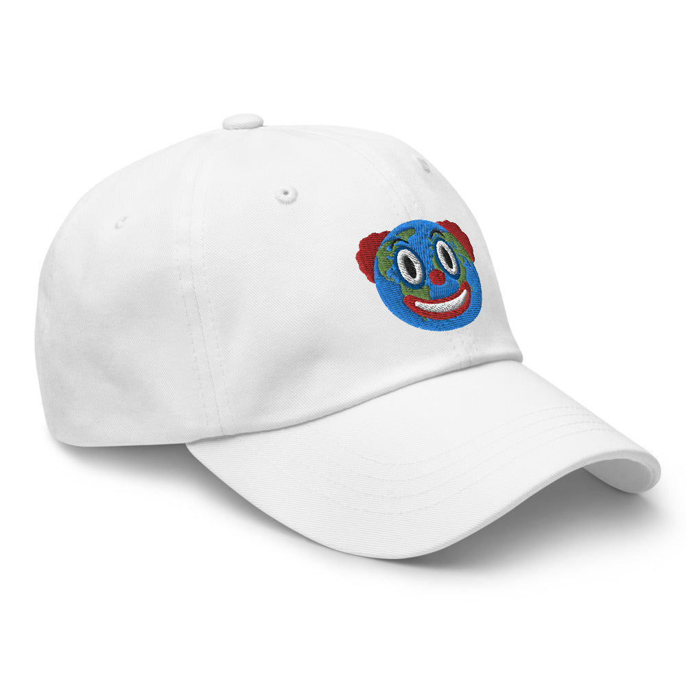 White Clown World embroidered hat by Liberty Maniacs.