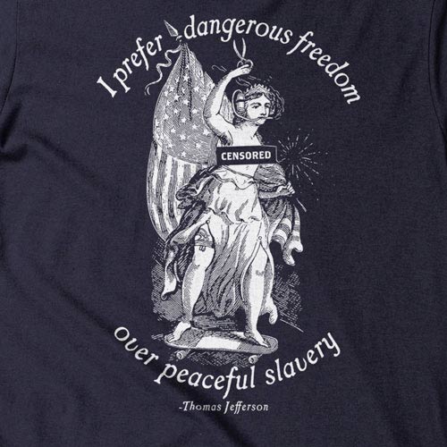 I Prefer Dangerous Freedom Jefferson Quote Ladies T-Shirt