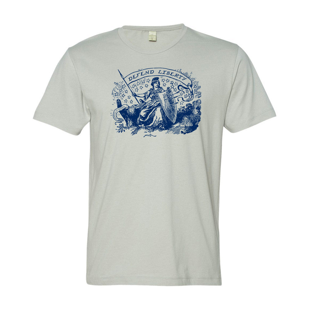 Defend Liberty heather grey graphic tee by Liberty Maniacs