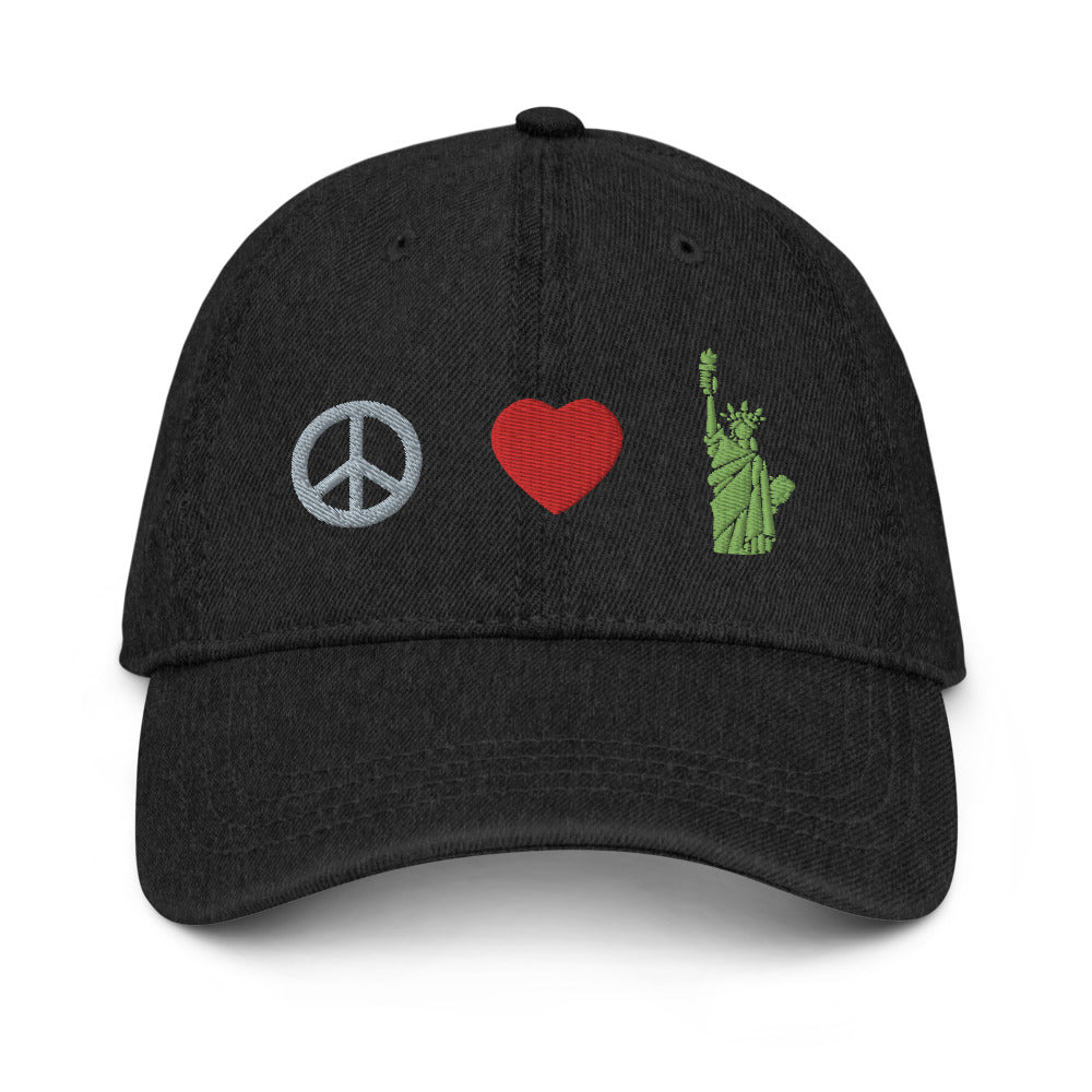 Peace Love Liberty Denim Hat
