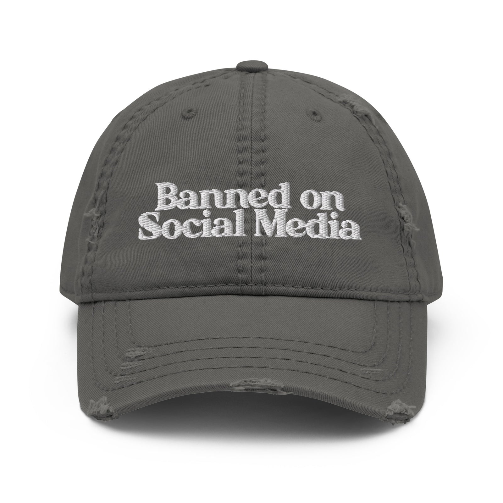Banned On Social Media Distressed Dad Hat