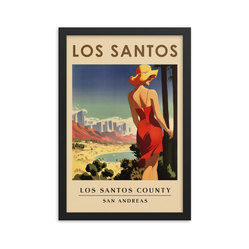 Los Santos Art Deco Framed Travel Poster