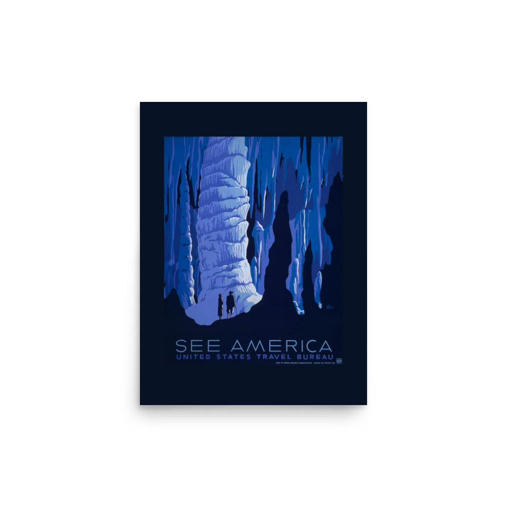 See America Blue Cave Travel Bureau Propaganda Print