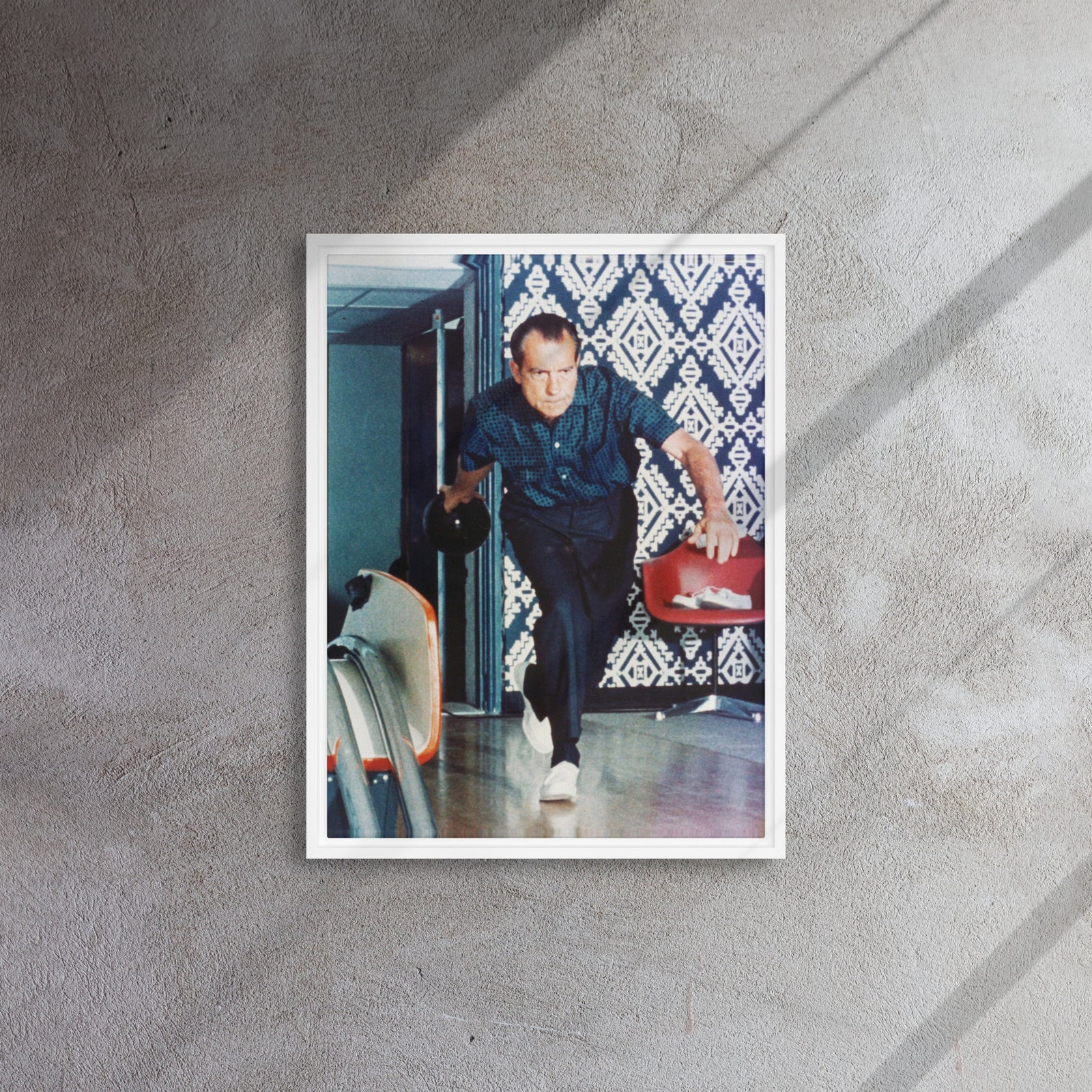 President Nixon Bowling Framed Canvas
