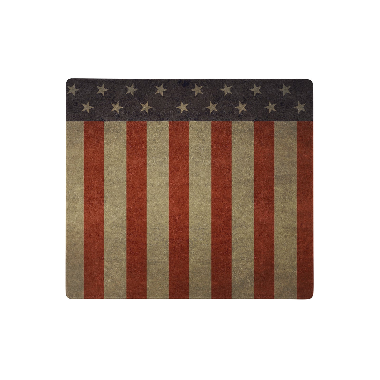 A rectangular mouse pad with a vibrant print of the American flag, featuring stars and stripes in red, white, and blue hues, with high-quality edge stitching.