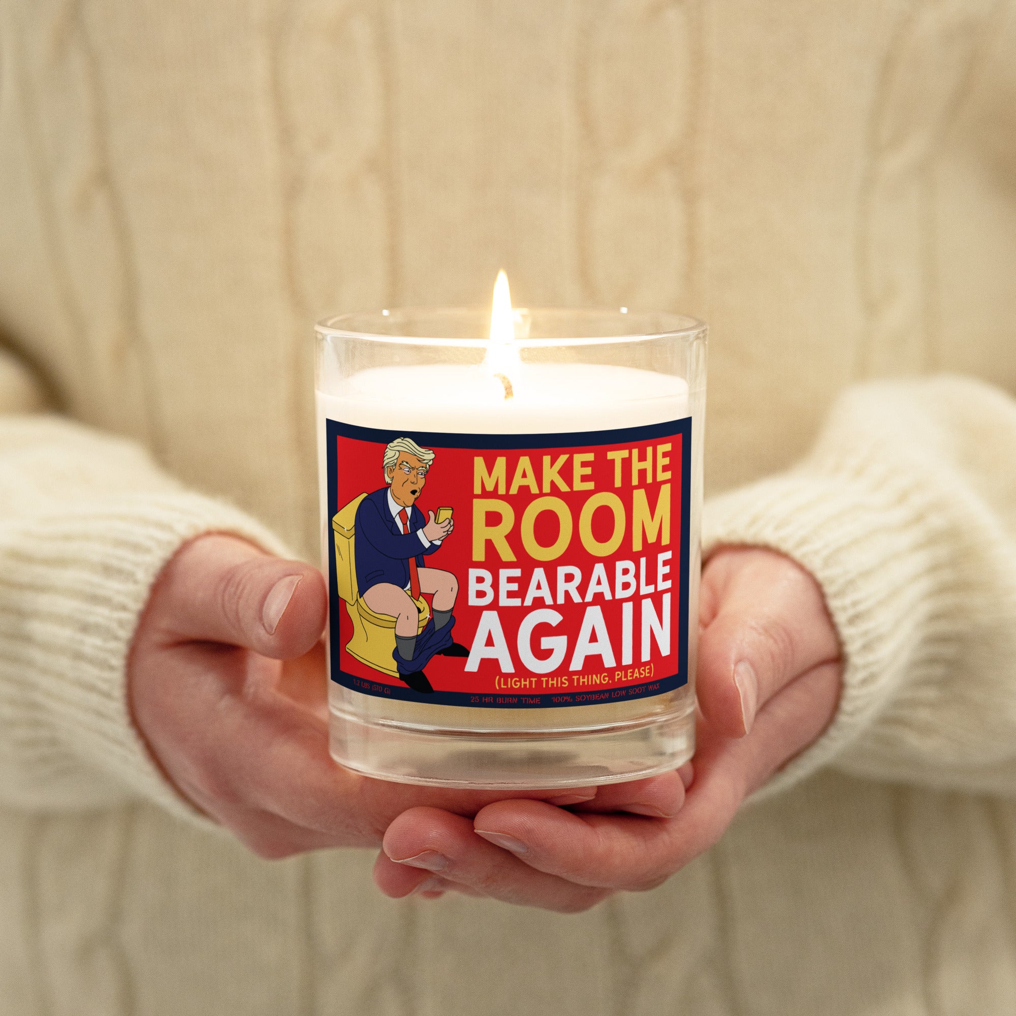 Trump Make the Room Bearable Again Glass Jar Candle