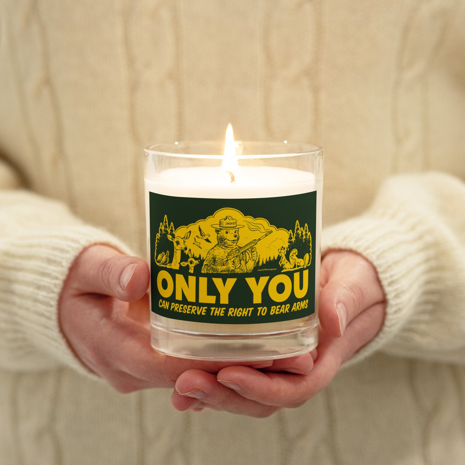 Only You Can Preserve the Right To Bear Arms Retro Smokey Glass jar candle