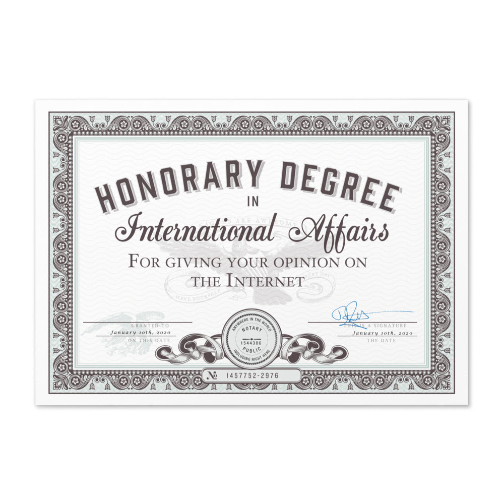 Honorary Degree in International Affairs Greeting Card