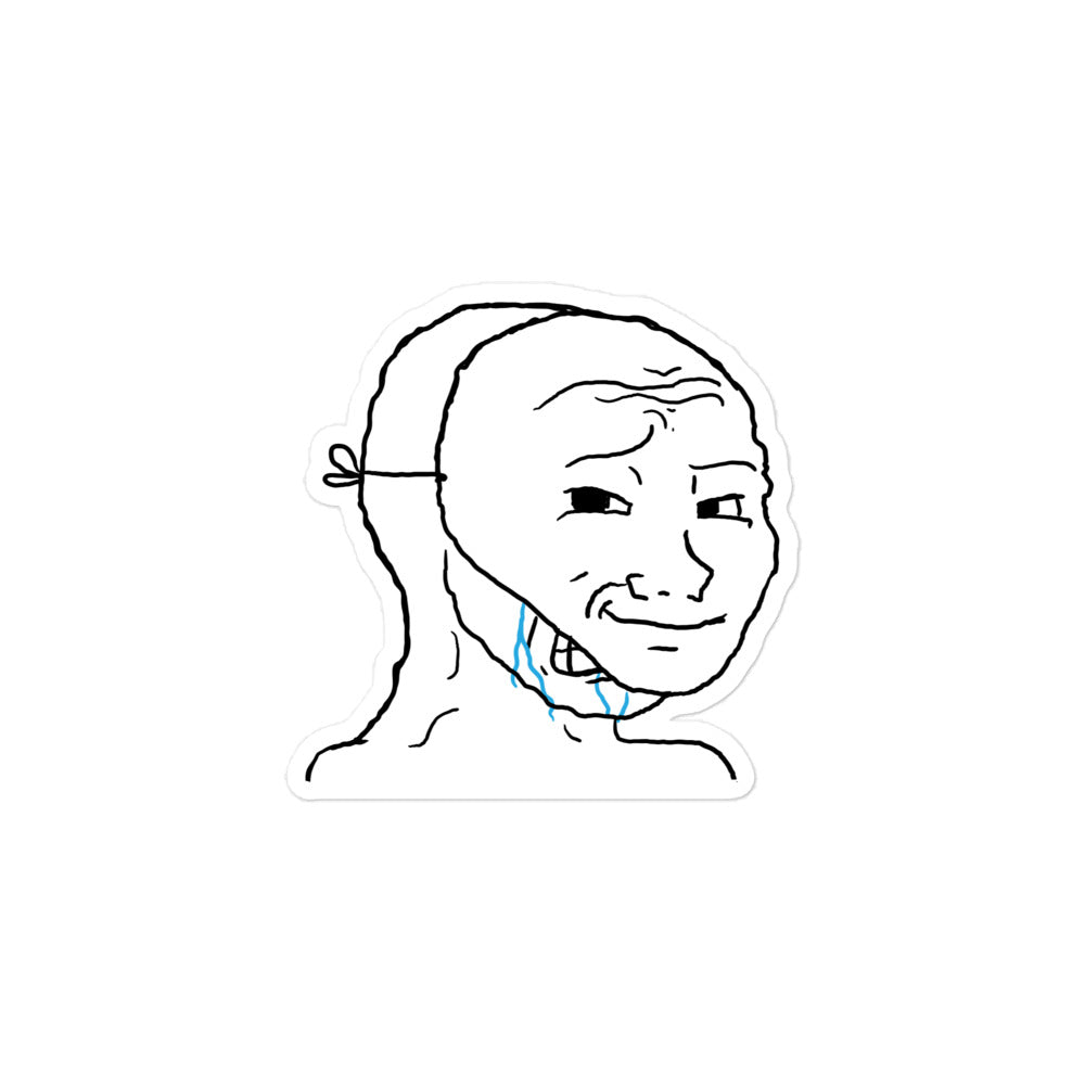 Crying Wojak In Mask Sticker