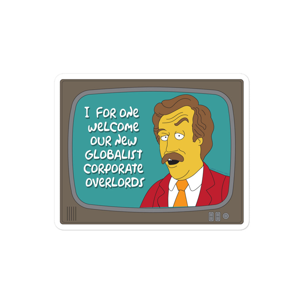 Globalist Corporate Overlords Burgundy Sticker