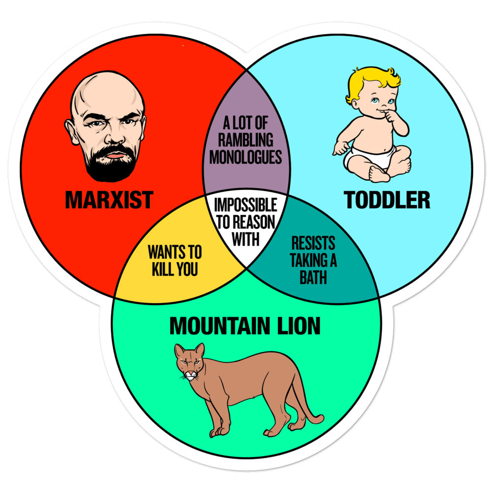 Marxist Toddler and Mountain Lion Venn Diagram Sticker