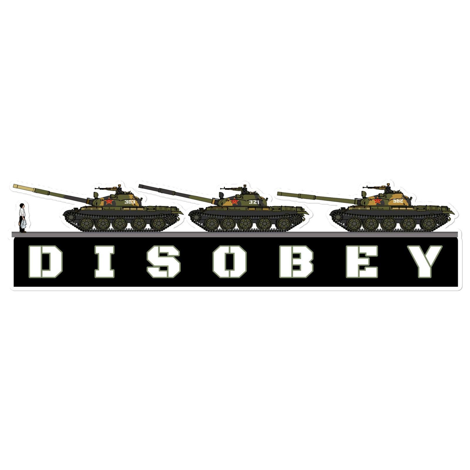 Tiananmen Tank Man Disobey Bumper Sticker
