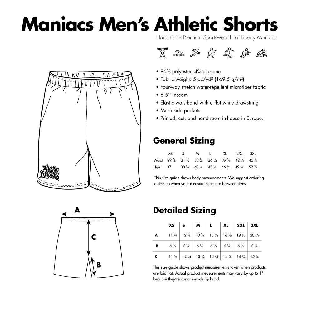 Hawaiian Print Men's Athletic Long Shorts